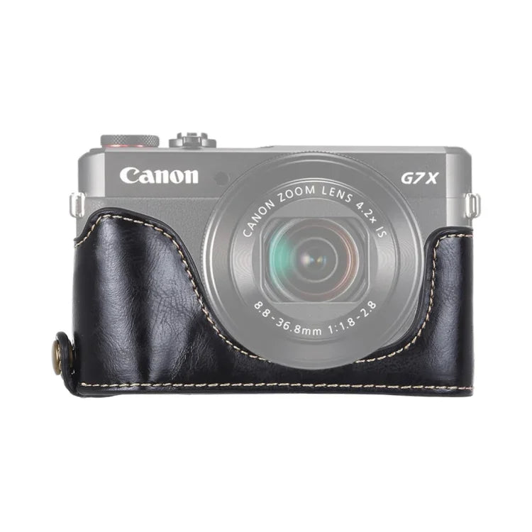 Base de meia capa para câmara em pele PU com rosca de 1/4 polegada para Canon G7 X Mark II, Para Canon G7X2