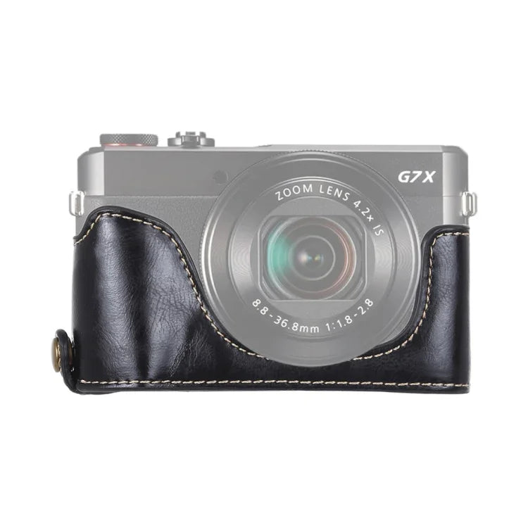 Base de meia capa para câmara em pele PU com rosca de 1/4 polegada para Canon G7 X Mark II, Para Canon G7X2