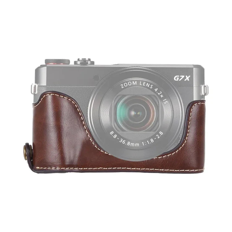 Base de meia capa para câmara em pele PU com rosca de 1/4 polegada para Canon G7 X Mark II, Para Canon G7X2