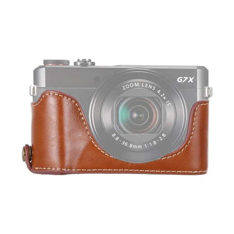 Base de meia capa para câmara em pele PU com rosca de 1/4 polegada para Canon G7 X Mark II, Para Canon G7X2