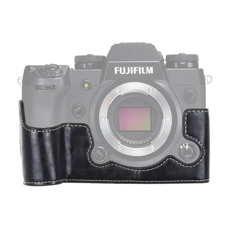 Base de meia capa para câmara em pele PU com rosca de 1/4 polegada para FUJIFILM X-H1, Para FUJIFILM X-H1, Para FUJIFILM XH1