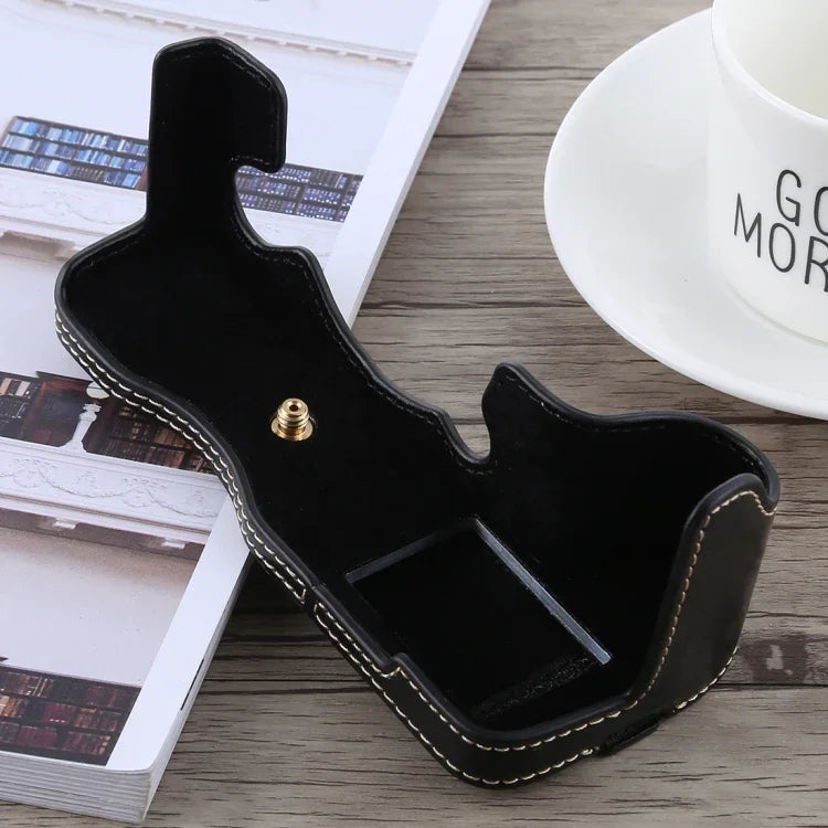 Base de meia capa para câmara em pele PU com rosca de 1/4 polegada para FUJIFILM X-H1, Para FUJIFILM X-H1, Para FUJIFILM XH1