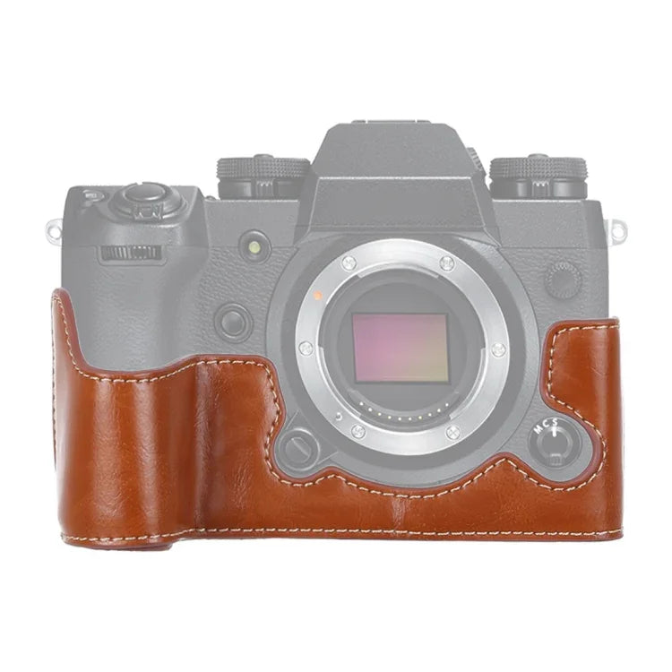 Base de meia capa para câmara em pele PU com rosca de 1/4 polegada para FUJIFILM X-H1, Para FUJIFILM X-H1, Para FUJIFILM XH1