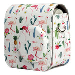 Bolsa Protetora para Câmara em Pele PU com Padrão de Flamingo e Cacto para Câmara FUJIFILM Instax Mini 7S / 7C, Flamingo Cacto