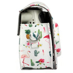Bolsa Protetora para Câmara em Pele PU com Padrão de Flamingo e Cacto para Câmara FUJIFILM Instax Mini 7S / 7C, Flamingo Cacto