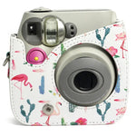 Bolsa Protetora para Câmara em Pele PU com Padrão de Flamingo e Cacto para Câmara FUJIFILM Instax Mini 7S / 7C, Flamingo Cacto