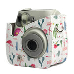 Bolsa Protetora para Câmara em Pele PU com Padrão de Flamingo e Cacto para Câmara FUJIFILM Instax Mini 7S / 7C, Flamingo Cacto