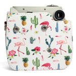 Bolsa Protetora para Câmara em Pele PU com Padrão de Flamingo e Cacto para Câmara FUJIFILM Instax Mini 7S / 7C, Flamingo Cacto
