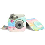 Estojo protetor para câmara em pele PU com padrão de pintura a óleo arco-íris para FUJIFILM Instax Mini 7S / 7C, Arco-íris óleo