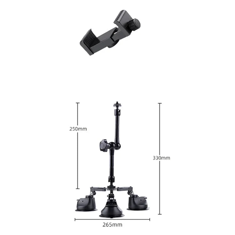 Suporte de Telemóvel com Braço Mágico Articulado de Fricção e Ventosas Tri-pé, Braço Mágico com Ventosas Tri-pé