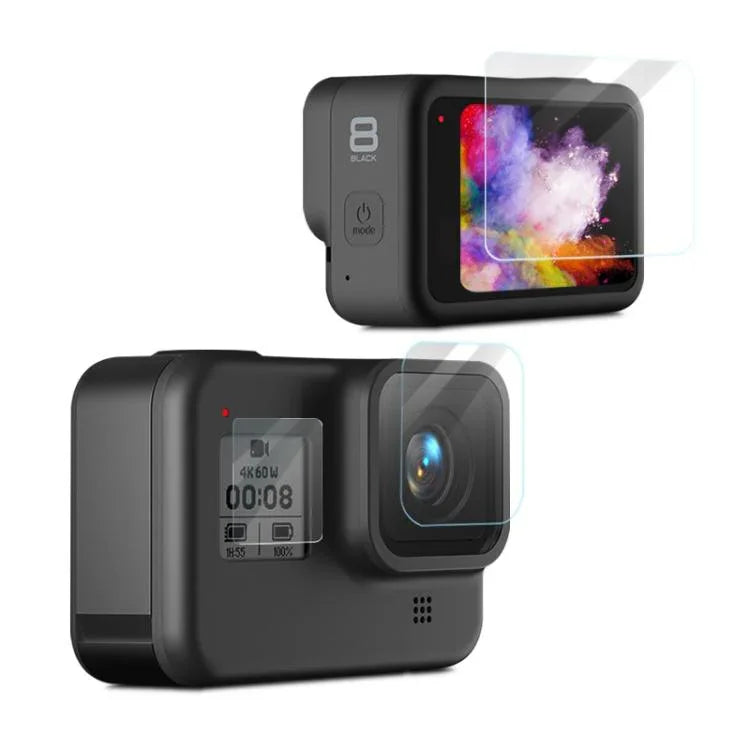 Película Protetora HD para Lente de Câmara GoPro HERO8 Black + Protetor de Ecrã LCD HD