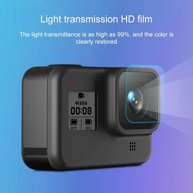 Película Protetora HD para Lente de Câmara GoPro HERO8 Black + Protetor de Ecrã LCD HD
