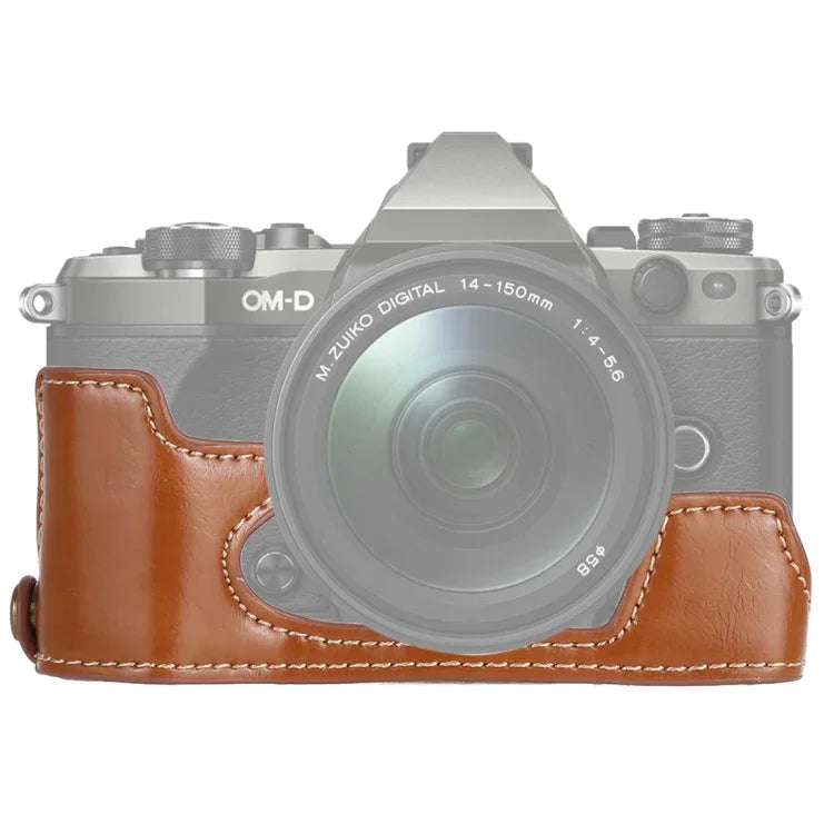 1/4 inch Thread PU Leather Camera Half Case Base for Olympus EM5 / EM5 Mark II, For Olympus EM5