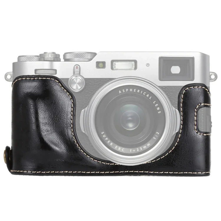 Base de Capa Metade para Câmara em Couro PU com Rosca 1/4 polegadas para FUJIFILM X100F, Para FUJIFILM X100F