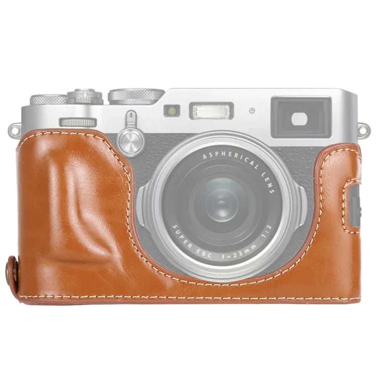 Base de Capa Metade para Câmara em Couro PU com Rosca 1/4 polegadas para FUJIFILM X100F, Para FUJIFILM X100F