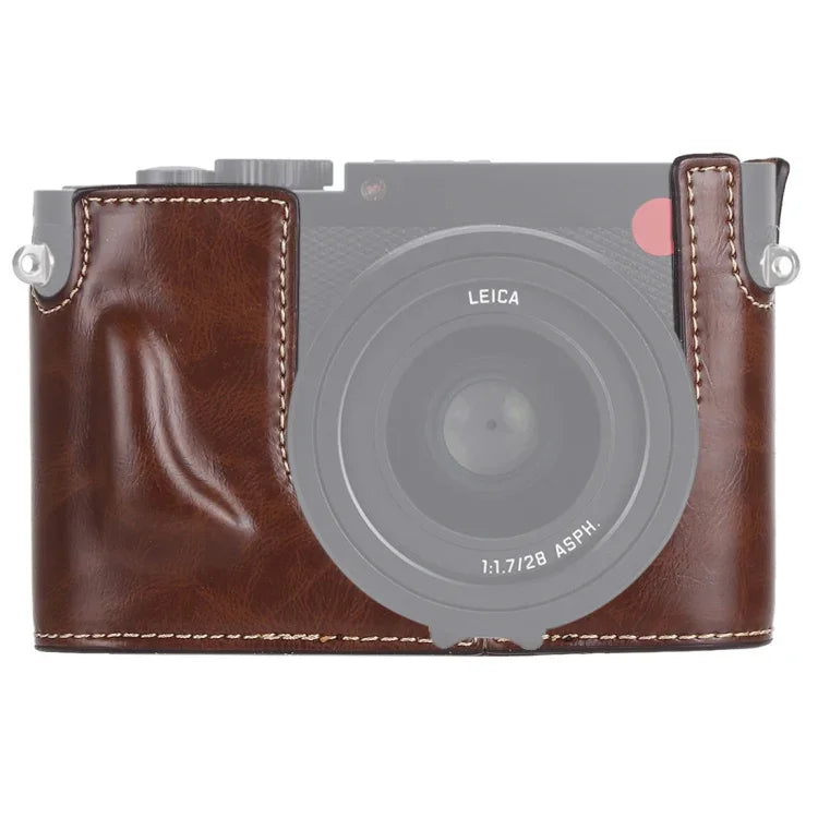 Base de Estojo Metade para Câmara em Pele PU com Rosca de 1/4 polegada para Leica Q (Typ 116), Para Leica Q