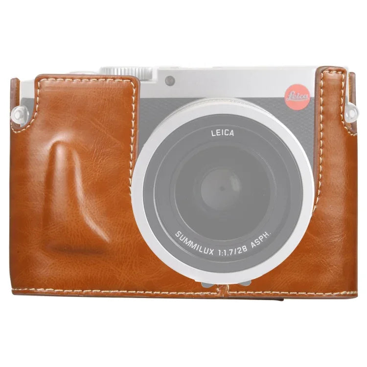 Base de Estojo Metade para Câmara em Pele PU com Rosca de 1/4 polegada para Leica Q (Typ 116), Para Leica Q