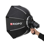 Difusor Softbox Octagonal Parabólico TRIOPO KS90 90cm para Flash Speedlite com Suporte e Punho, KS90