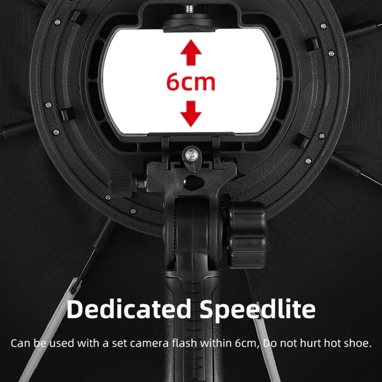 Difusor Softbox Octagonal Parabólico TRIOPO KS90 90cm para Flash Speedlite com Suporte e Punho, KS90