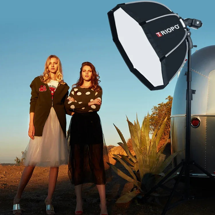 Difusor Softbox Octagonal Parabólico TRIOPO KS90 90cm para Flash Speedlite com Suporte e Punho, KS90