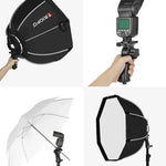 Difusor Softbox Octagonal Parabólico TRIOPO KS90 90cm para Flash Speedlite com Suporte e Punho, KS90