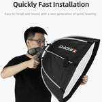 Difusor Softbox Octagonal Parabólico TRIOPO KS90 90cm para Flash Speedlite com Suporte e Punho, KS90