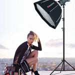 Softbox Octogonal com Grade Colmeia TRIOPO S55 Diâmetro 55cm Difusor Reflector para Flash Speedlite de Estúdio, Diâmetro 55cm