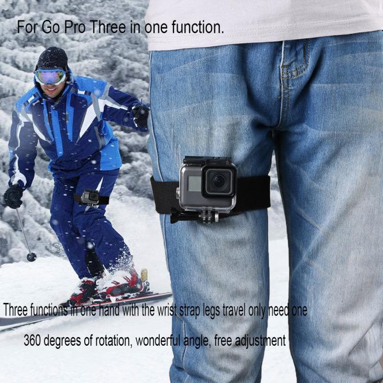 GP278 3 em 1 Tiras para Mão, Pulso, Braço e Perna com Rotação de 360 graus para GoPro, Insta360, DJI e Outras Câmaras de Ação, GP278