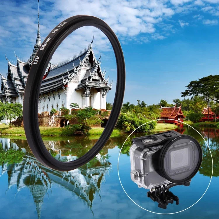 Filtro de Lente UV Redondo 3 em 1 58mm com Tampa para GoPro HERO7 Black/6 /5, Filtro UV 58mm