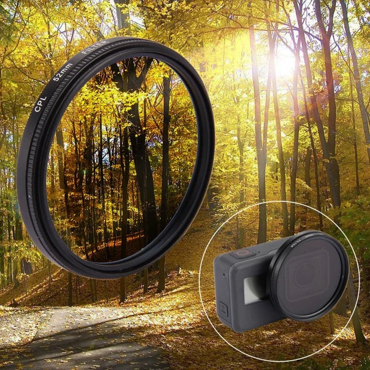 Filtro de Lente CPL Redondo 3 em 1 52mm com Tampa para GoPro HERO7 Black/6 /5, Filtro CPL 52mm