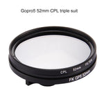 Filtro de Lente CPL Redondo 3 em 1 52mm com Tampa para GoPro HERO7 Black/6 /5, Filtro CPL 52mm