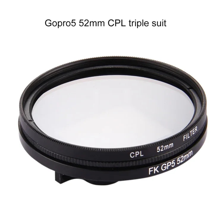 Filtro de Lente CPL Redondo 3 em 1 52mm com Tampa para GoPro HERO7 Black/6 /5, Filtro CPL 52mm