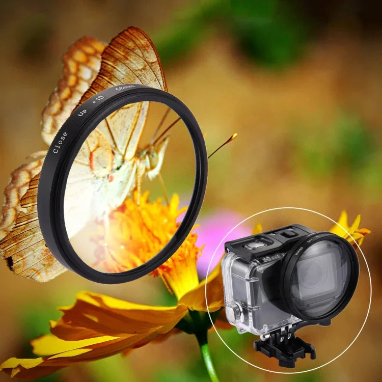 Filtro de Lente Close-Up 2 em 1 10X de 58mm para GoPro HERO7 Black/6/5, Lente Close-Up de 58mm