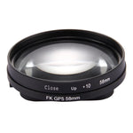 Filtro de Lente Close-Up 2 em 1 10X de 58mm para GoPro HERO7 Black/6/5, Lente Close-Up de 58mm