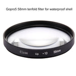 Filtro de Lente Close-Up 2 em 1 10X de 58mm para GoPro HERO7 Black/6/5, Lente Close-Up de 58mm