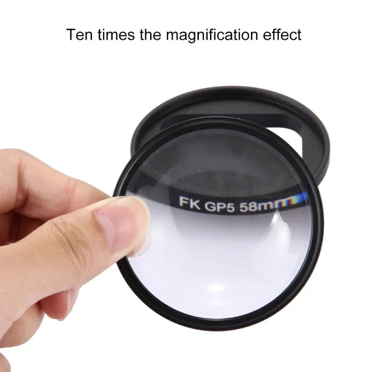 Filtro de Lente Close-Up 2 em 1 10X de 58mm para GoPro HERO7 Black/6/5, Lente Close-Up de 58mm