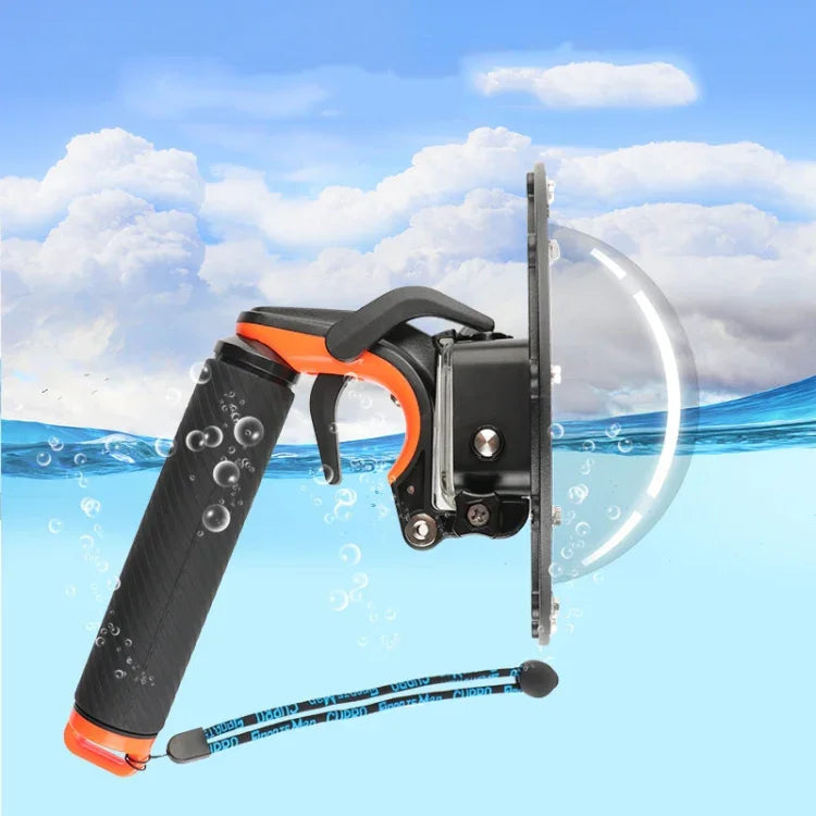 Disparador do Obturador + Tampa Transparente para Lente Dome Port + Empunhadura Flutuante para Mergulho com Vara de Flutuabilidade com Correia Ajustável Anti-perda & Parafuso & Chave para GoPro HERO7 /6 /5, Tampa Transparente + Empunhadura
