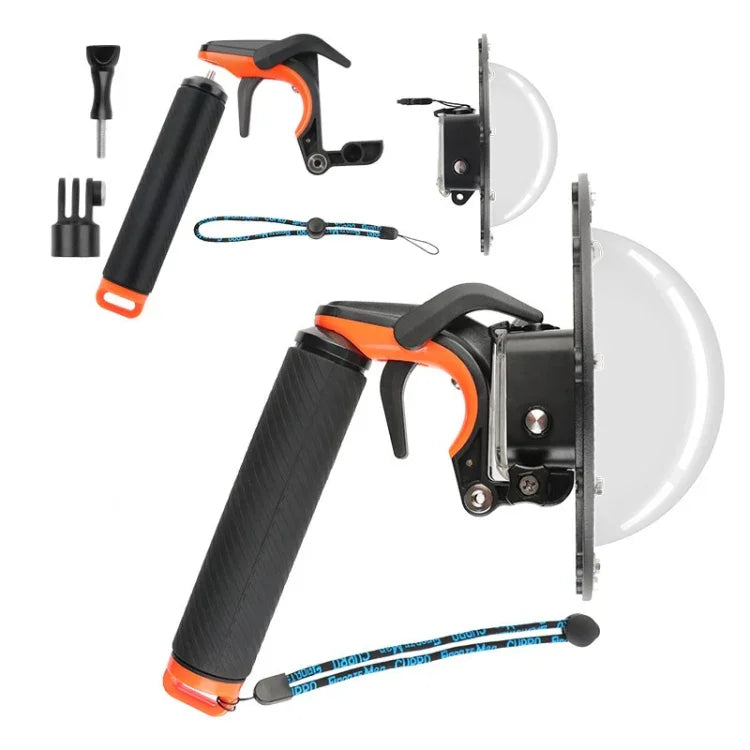 Disparador do Obturador + Tampa Transparente para Lente Dome Port + Empunhadura Flutuante para Mergulho com Vara de Flutuabilidade com Correia Ajustável Anti-perda & Parafuso & Chave para GoPro HERO7 /6 /5, Tampa Transparente + Empunhadura