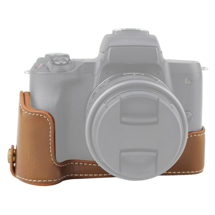 Base de Estojo Metade para Câmara em Pele PU com Rosca 1/4 polegada para Canon EOS M50 / M50 Mark II, Para Canon EOS M50