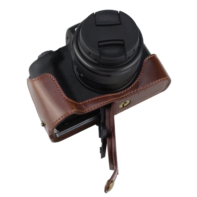Base de Estojo Metade para Câmara em Pele PU com Rosca 1/4 polegada para Canon EOS M50 / M50 Mark II, Para Canon EOS M50