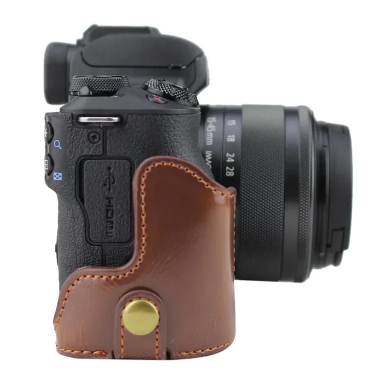 Base de Estojo Metade para Câmara em Pele PU com Rosca 1/4 polegada para Canon EOS M50 / M50 Mark II, Para Canon EOS M50