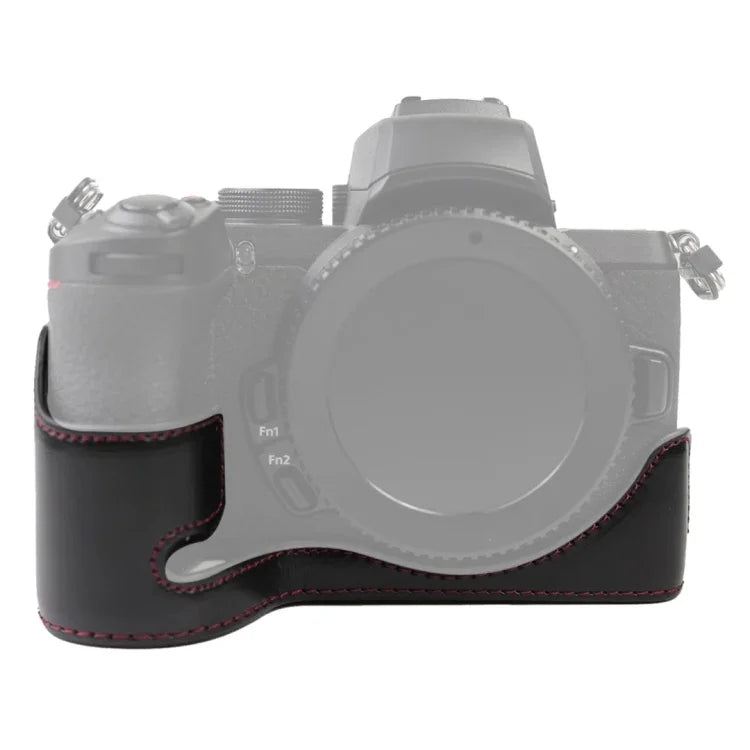 Base de Estojo Metade para Câmara em Pele PU com Rosca 1/4 polegada para Nikon Z50, Para Nikon Z50