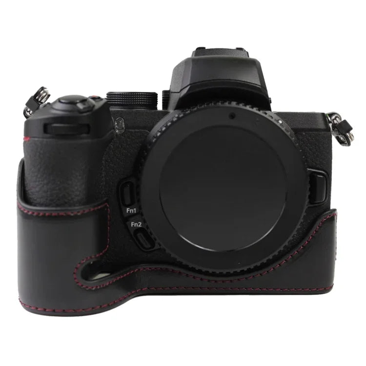 Base de Estojo Metade para Câmara em Pele PU com Rosca 1/4 polegada para Nikon Z50, Para Nikon Z50