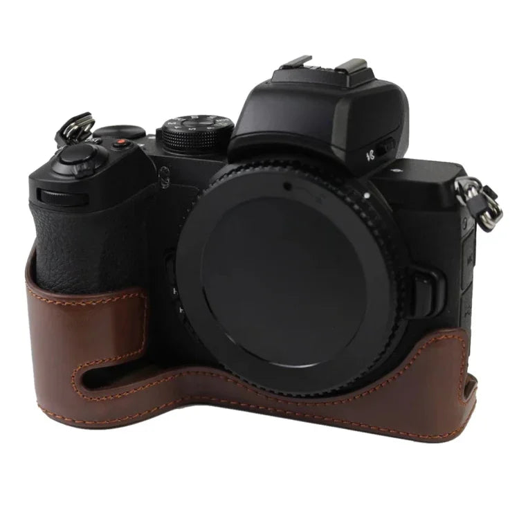Base de Estojo Metade para Câmara em Pele PU com Rosca 1/4 polegada para Nikon Z50, Para Nikon Z50