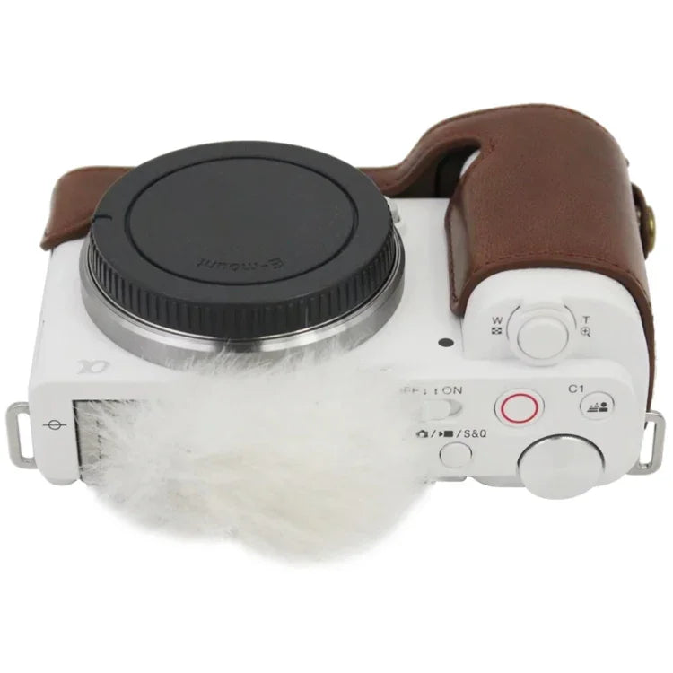 Base de Capa Metade para Câmara em Pele PU com Rosca 1/4 polegada para Sony ZV-E10 / ZV-E10L, Para Sony ZV-E10