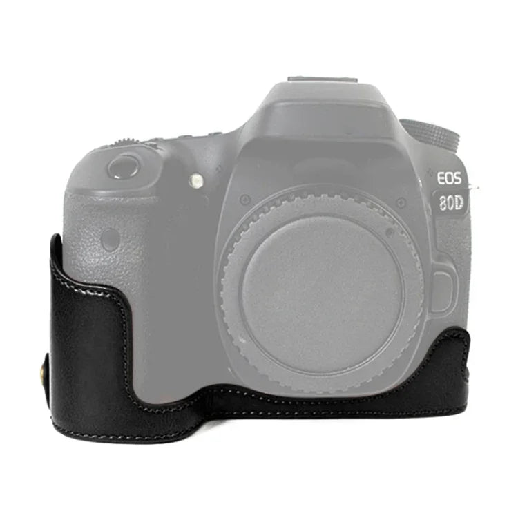 Base de Estojo Metade para Câmara em Pele PU com Rosca 1/4 polegada para Canon EOS 80D / 70D, Para Canon EOS 80D