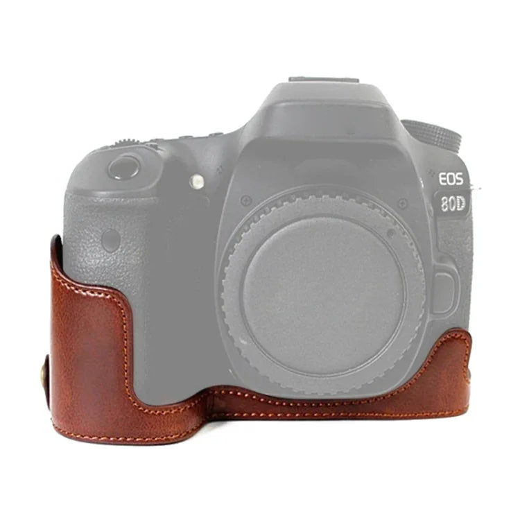Base de Estojo Metade para Câmara em Pele PU com Rosca 1/4 polegada para Canon EOS 80D / 70D, Para Canon EOS 80D