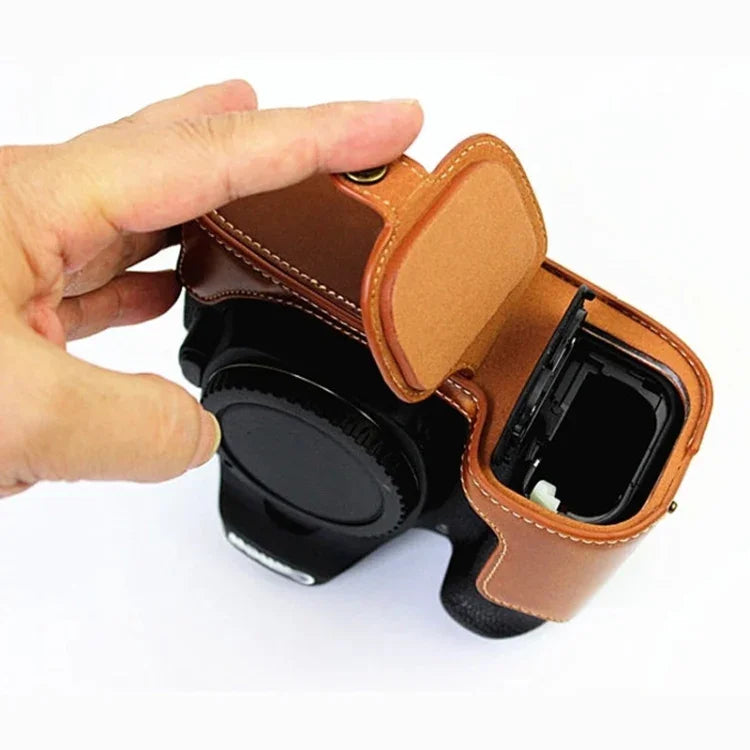 Base de Estojo Metade para Câmara em Pele PU com Rosca 1/4 polegada para Canon EOS 80D / 70D, Para Canon EOS 80D