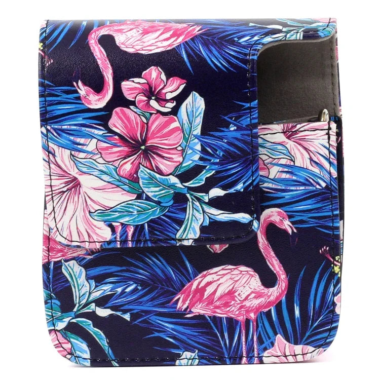 Bolsa Protetora para Câmara em Pele PU com Padrão de Flamingo para Câmara FUJIFILM Instax Mini90, Flamingo