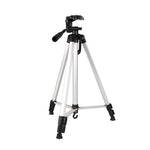 Tripé para Transmissão em Direto com Pernas Dobráveis de 3 Secções, Tripé de Liga de Alumínio com Cabeça Tripé Tridimensional em Forma de U e Suporte para Telemóvel para DSLR e Câmara Digital, Altura Ajustável: 47.5-133cm, 330A
